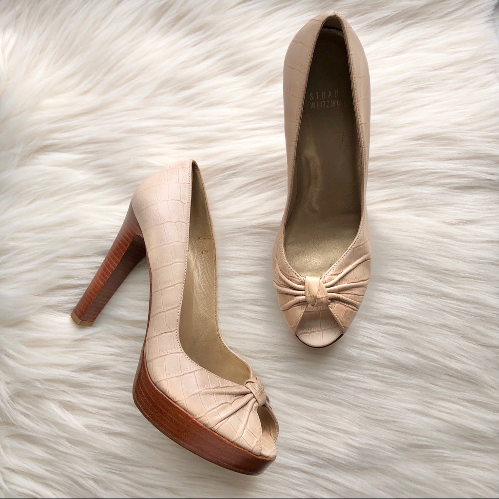 Stuart Weitzman Cream Peep Toe Heels